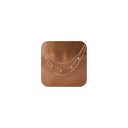 Fwlisesa Layered Necklaces for Women, Dainty Gold Necklace Stack 14k Gold Plated Layering Cubic Zirconia Choker Necklaces for Women Trendy Simple Layered Gold Necklace Set Fashion Jewelry - Image 1