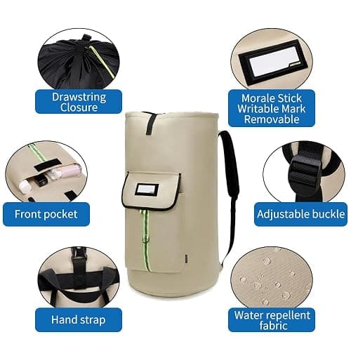 SUOVOCK laundry bag backpack,extra-large heavy duty laundry bags,laundry backpack for college students,drawstring closure (Khaki laundry bag) thumbnail 4