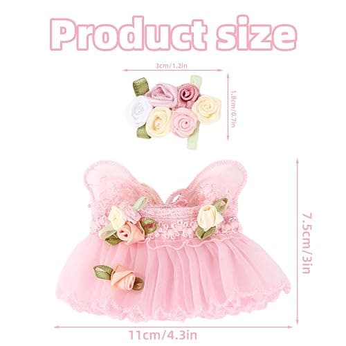 Doll Clothes, Cute Fashion Pink Flower Dress with Funny Hairpin Practical Skirt Clothes Outfit Accessories for Doll Dressing Clothing thumbnail 3