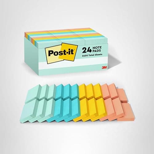 Post-it Notes, 1.5x2 in, 24 Pads, America's #1 Favorite Sticky Notes, Beachside Café Collection, Pastel Colors, Clean Removal, Recyclable thumbnail 11