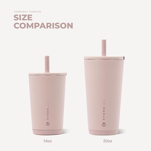 HydroJug Everyday Tumbler 14 oz, Ceramic-Lined Straw Cup, Dusty Rose thumbnail 5