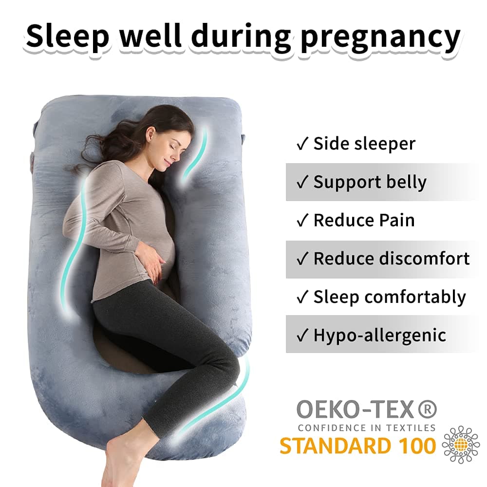 Wndy's Dream Pregnancy Pillow J Shaped Full Body Pillow with Velvet Cover, 60 inches Maternity Pillow for Pregnant Women Back, Legs and Belly Support thumbnail 6
