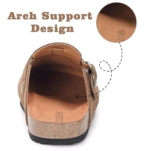 Kids Suede Clogs Boys Girls Cork Footbed Potato Shoes Classic Slip On Leather Mules Children Indoor Outdoor Sandals with Adjustable Buckle thumbnail 4
