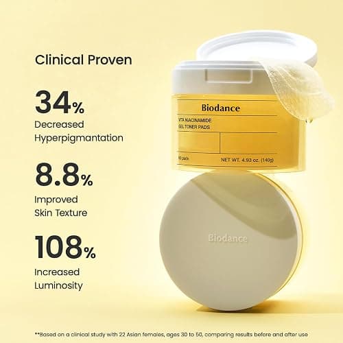 Biodance Vita Niacinamide Gel Toner Pads, Dark Spot Corrector, Evening Skin Tone, Gentle Exfoliating Toner Pads with Vitamin C, Pre-Soaked Pads, Korean Skin Careㅣ4.93 fl.oz.(140g)*60Pads thumbnail 8