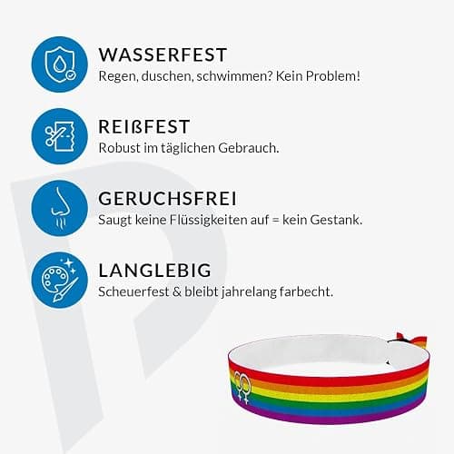 Druck-Palast LGBTQ Lesbian Stoffarmband - Satin Armband - Wasserfest & Langlebig - Regenbogen Farben - Pride Armband - Freundschaftsarmband - Geschenk für Lesben - Unisex - Trendy thumbnail 2