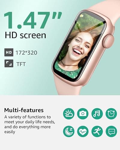 IMFRCHCS Fitness Tracker,Smart Watch with 1.47" Touch Display,137+Sport Modes Fitness Watch with Heart Rate Sleep Monitor, Step Counter,IP68 Waterproof Activity Trackers for Women Men (Blush Pink) thumbnail 2