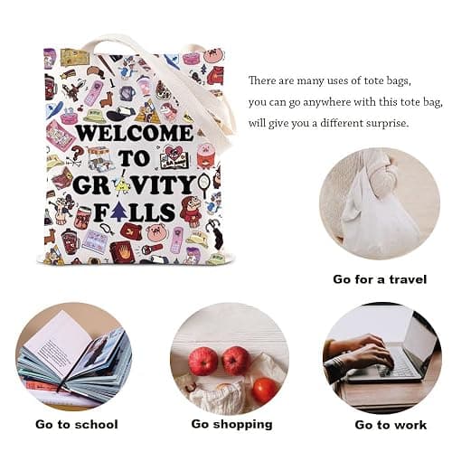 KUIYAI Cartoon Merchandise Tote Bag Mabel And Dipper Fans Gift Bill Gift Mystery Shack Canvas Bag (WelcomeGFallsTS-US) thumbnail 4