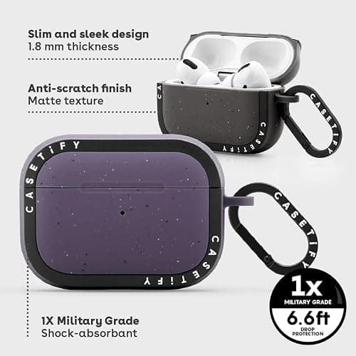 CASETiFY Bounce AirPods Pro (3rd Gen) Case with Ring [Military Grade Drop Tested / 6.6ft Drop Protection/Anti-Scratch] - Matte Lavender thumbnail 3