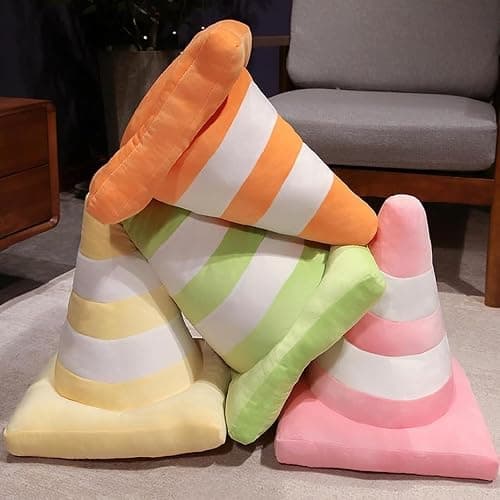 WAIUYIA Road Cone Plush Pillow - 3D Simulated Cone - Shaped, Fun & Creative, Traffic - Safety - Inspired Roadblock, Ideal for Racing Room, Car & Home Decor, Great for Reading & Napping (Orange) thumbnail 2