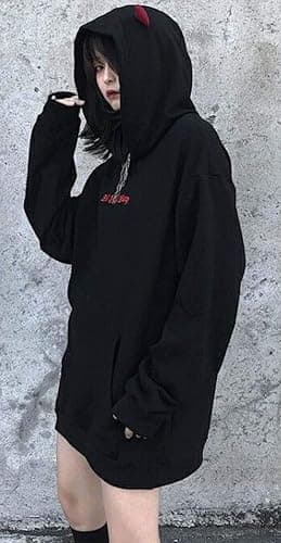 Womens Devil Wings Red Horn Sweatshirt Long Sleeve Hoodie Pullover Hooded Tops thumbnail 2