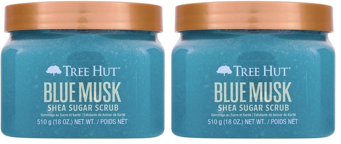 Tree Hut Blue Musk Shea Sugar Scrub, Exfoliating, Hydrating & Moisturizing Body Scrub with Shea Butter & Nourishing Essential Oils, Smooth & Soften Skin, 18 oz (Pack of 2) - Image 1