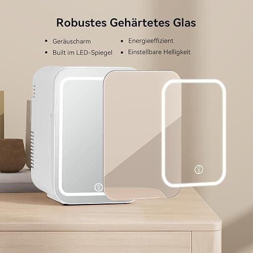 YU YUSING 4L Mini Kosmetik Kühlschrank mit LED Spiegel, Mini Kühlschrank mit LED Licht Kosmetikspiegel, 12V/220V Klein Skincare Fridge Kühl/Heizfunktion für Autos Büro Schlafzimmer Schlafsäle thumbnail 6