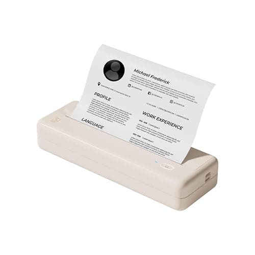 HPRT Portable Printers Wireless for Travel - MT810 Bluetooth Thermal Inkless Compact Printer, Paper Rolls Mobile Printing for Vehicles Office, Compatible with iPhone Android & Laptop - Beige thumbnail 2