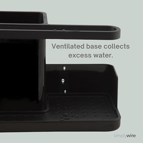 simplywire – Sink Tidy/Caddy – Kitchen Sink Organiser – Removable Drip Tray – Non-Slip - Black thumbnail 6