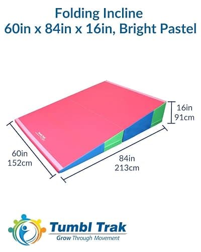 Folding Incline for Pediatric Occupational Therapy - Stimulates Balance, Core Activation, and Proprioceptive Input (Bright Pastel, 60 in x 84 in x 16 in) thumbnail 2