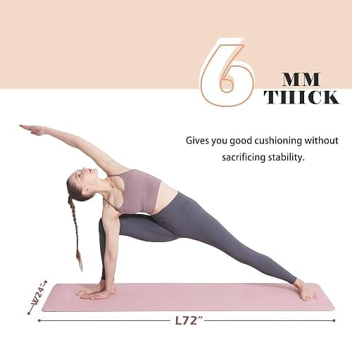 Yoga Mat Non Slip, Pilates Fitness Mats, Eco Friendly, Anti-Tear 1/4" Thick Yoga Mats for Women, Exercise Mats for Home Workout with Carrying Sling and Storage Bag thumbnail 4