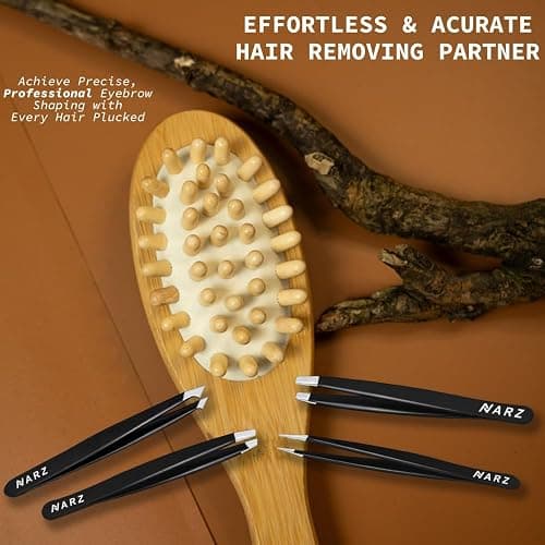 NARZ 4Pcs Professional Tweezer for Facial Hair Women & Men Stainless Steel Precision Tweezers for Ingrown Hair Tweezers for Men & Women (Black Set) thumbnail 5