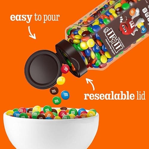 M&M'S Milk Chocolate Candy, Resealable Jars, Party Size, 25.5 oz, 2 Pack | Colorful milk chocolate candies in resealable jars for easy pour for sharing, movie night snacks, candy buffets, party, gifts thumbnail 4