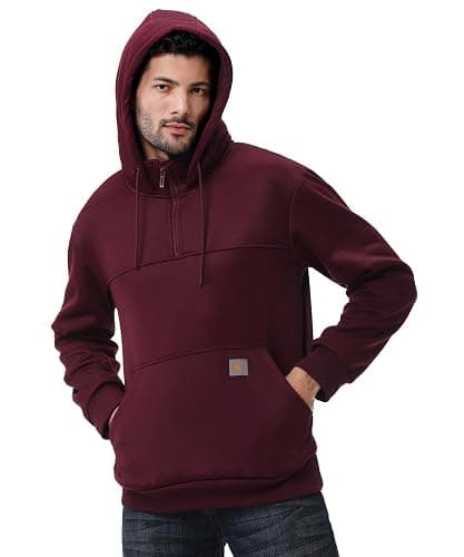 Men's Fashion Hoodies Sweatshirts Loose Fit Heavyweight Quarter-Zip Sweatshirt Fleece-Lined Pullover thumbnail 6