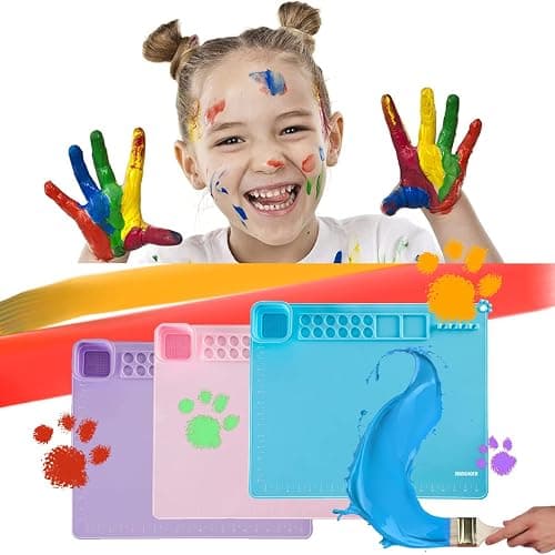 SHNOKER Silicone Craft Mat 21.7"x17.7" Super Large Silicone Painting Mat with 1 Magnetic Cup and Color Palette for Kids and Artist (Blue) thumbnail 6