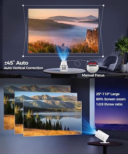 Magcubic HY300PRO Mini Projector with WiFi and Bluetooth, 4K Support 200ANSl Smart Portable Projector, AutoKeystone, 180° Rotation, Home Video Proyector for Home, Bedroom, Outdoor Android 14 thumbnail 3