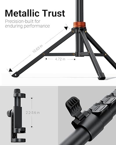 VIMOSE 66" Phone Tripod, Tripod for iPhone with Remote & Phone Stand | Extendable Cell Phone Tripod for Video Recording, Ultimate Tripod & Monopod Accessories for iPhone/Android, ANTHRACITE thumbnail 2