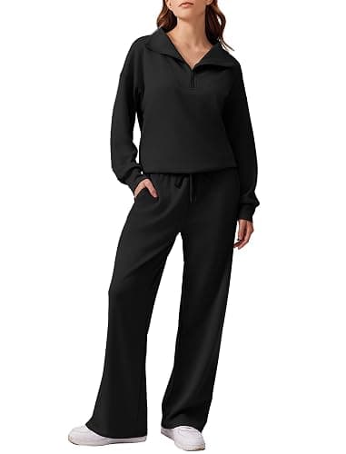 PINSPARK 2 Piece Sets for Women 2025 Fall Outfits Sweatsuit Oversized Sweatshirt Wide Leg Sweatpants Matching Set Tracksuit - Image 1