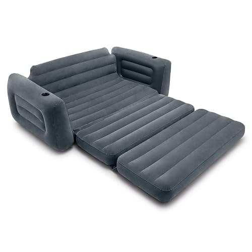 Intex Inflatable Pull-Out Sofa: Velvety Surface, 2-in-1 Valve, Cupholder, 46" x 88" x 26" - Blow-Up Couch and Folding Queen Size Air Mattress Bed thumbnail 6