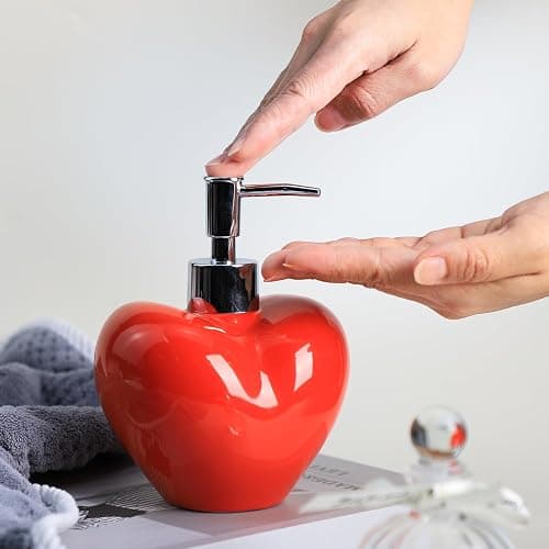 Colias Wing Heart Shaped Soap Dispenser with Plastic Pump, Refillable Lotion Soap Bottle, Lotion Bottle, Hand Soap Dispenser, Home Decoration thumbnail 5