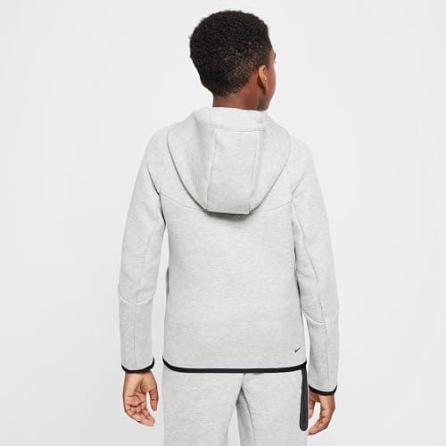 Nike Sportswear Tech Fleece Big Kids' Full-Zip Hoodie (HV5867-063, Dark Grey Heather/Dark Grey Heather/) Size Medium thumbnail 3