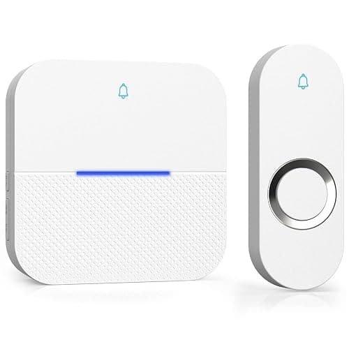 AIDA Lighted Wireless Doorbell for Home, Waterproof Battery Doorbell 1,000ft Range, 5 Volume Levels with 58 Doorbell Chimes & LED Flash (White, Doorbell with 1 Button & 1 Receiver) - Image 1