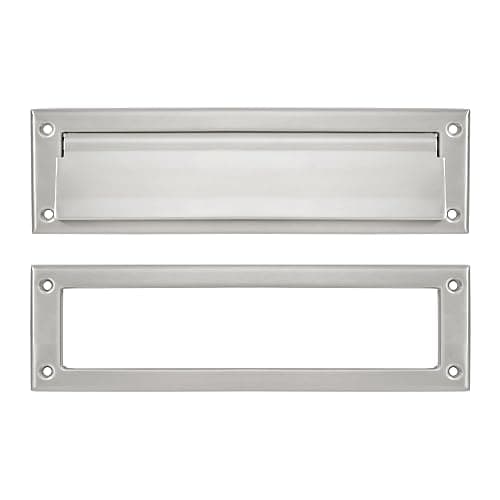 khtumeware Brushed Satin Nickel 13 inch 1-Pack Solid Brass Mail Slot with Solid Brass Internal Frame is Well Made Door Mail Slots - Image 1
