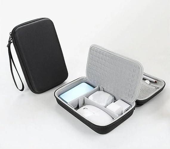 Hard Electronics Travel Organizer Case for MacBook Chargers & Storage Flash/Hard Drives - Waterproof Shockproof 2-Layer Design Holds Power Bank Mouse, Cables (Black, L) thumbnail 2