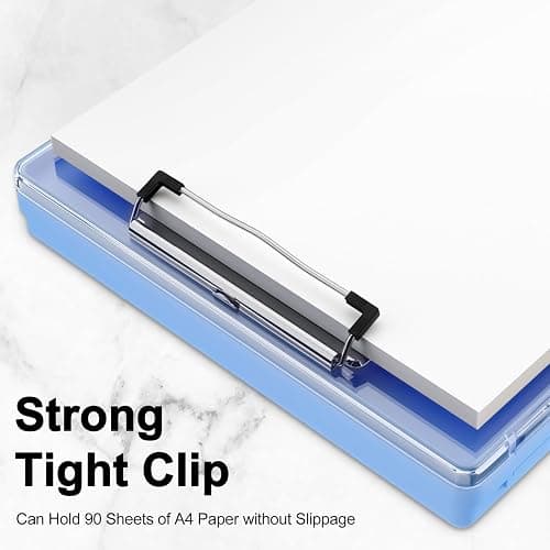 Piasoenc Clipboard with Storage, 8.5 x 11 Clip Boards with 2 Storage Case and A4 Paper Folder, Clear Dry Erase Top Panel, Heavy Duty Plastic, Folio & Side Opening, for Nurses, Teacher, Lawers, Blue thumbnail 7