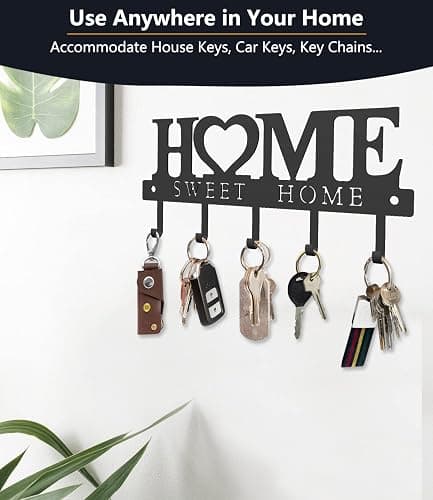 WIPHANY Key Holder Hooks Organizer Hanger Rack Wall Mounted with Screws and Anchors Home Sweet Home Wall Metal Decor for Entryway Front Door Kitchen Hallway Garage Mudroom Office 9.8inches/25cm thumbnail 4