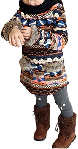 BOWKITE Kids Girls Winter Leggings Bunny Printed Thick Warm Fleece Pants for 2-7 Years thumbnail 2