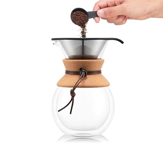 Bodum 34oz Pour Over Coffee Maker, High-Heat Borosilicate Glass with Reusable Stainless Steel Filter and Double Wall Cork Grip - Made in Portugal thumbnail 4