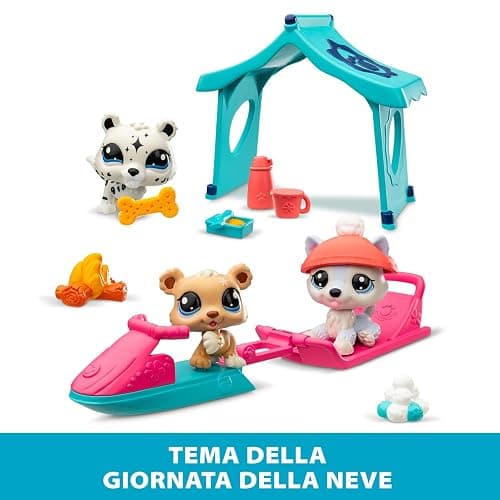 BANDAI Littlest Pet Shop Snow Day Set BF00534 Includes 3 Pets, 3 Accessories, 1 Collector Card, 1 Virtual Code, 1 Snowmobile, 1 Sled, Generation 7 (#107, #108, #109),4 Years+ thumbnail 4