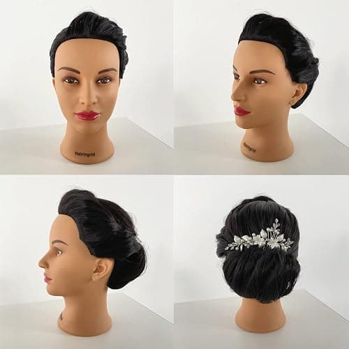 Hairingrid 26"-28" Mannequin Head Hair Styling Training Manikin Cosmetology Doll Head Synthetic Fiber Hair and Free Clamp Holder (Black) thumbnail 5