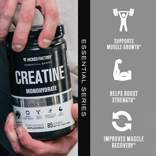 Jacked Factory Creatine Monohydrate Powder 425g - 5g Daily Creatine Supplement for Men and Women, Vegan-Friendly, Third-Party Tested - 85 Servings, Unflavored thumbnail 4