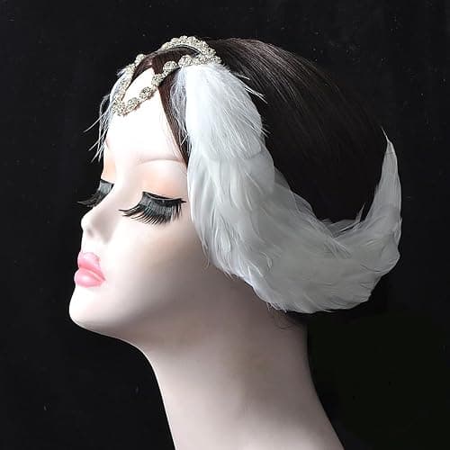 MTPLOP Classic White Feather and Diamond Hair Band for Ballet Dancers Swan Lake Dance Costume Headwear thumbnail 6