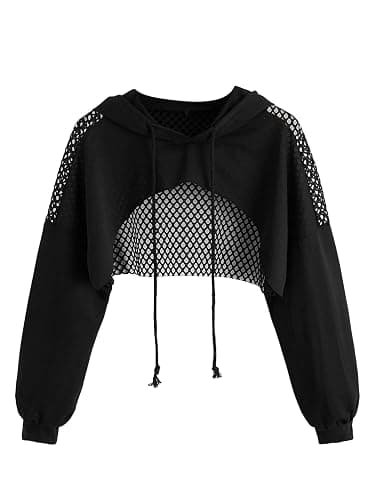 SweatyRocks Women's Casual Solid Cut Out Front Long Sleeve Pullover Crop Top Sweatshirt - Image 1
