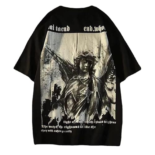 Gothic Casual Loose Oversized T-Shirt Harajuku Street Trend Men and Women Personalized Print Rock Animation Punk - Image 1