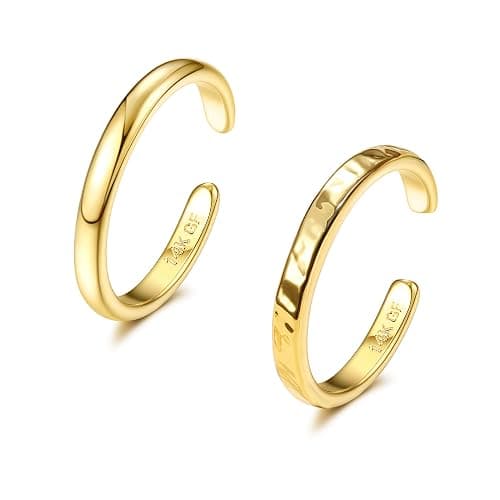IRONBOX 14K Gold Filled Toe Rings for Women Simple Open Band Toe Ring Adjustable Toe Rings - Gold C - Image 1