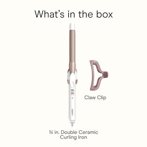 Conair Double Ceramic ¾-Inch Curling Iron with Claw Clip, Creates Tight Curls, Hair Curler for Use on Short, Medium, and Long Hair, White thumbnail 8