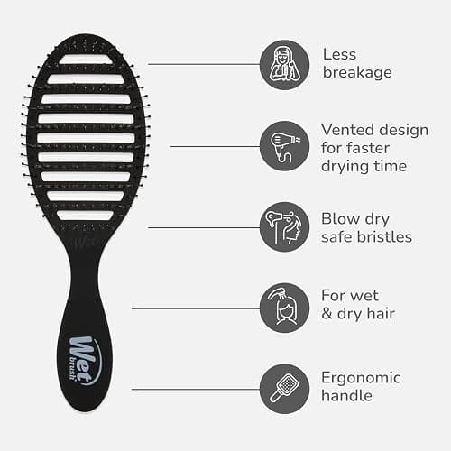 Wet Brush Speed Dry Hair Brush, Black Frost - Vented Design & Soft HeatFlex Bristles Are Blow Dry Safe - Ergonomic Handle Manages Tangles - Pain-Free Hair Accessories thumbnail 4