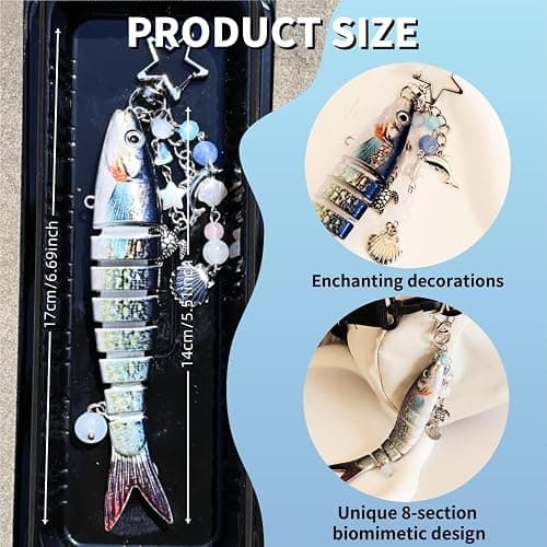 Venshy Fish Keychain - Fisherman Fishing Creative Fishing Bait Keychain Mother'S Day Father's Day Gift thumbnail 2