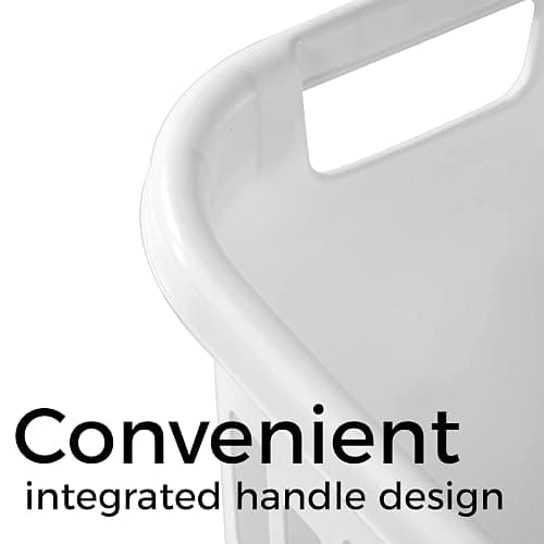 Large Plastic Laundry Hamper, White, Slim Rectangular, Ventilated, 63 Liter, Reinforced Handles, Clothes Basket for Bathroom, Dorm, and Closet thumbnail 6