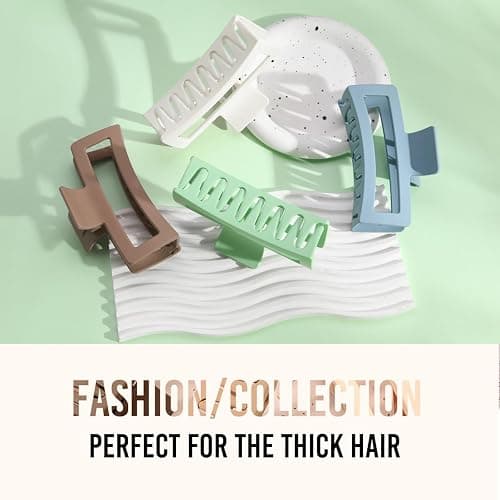 5 Inche Extra Large Claw Clips for Thick and Long Hair, 4 Pack Xl Jumbo Oversized Matte Non-slip Rectangle Hair Clips for Women, Big Strong Hold Jaw MultiColor3 thumbnail 6