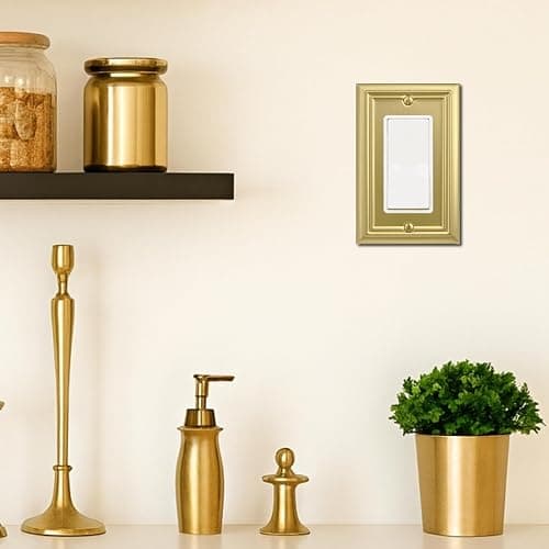 OKAWYC Single Decorator Light Switch Cover Adler Metal Wall Plate, 4-Pack Brushed Brass 1 Gang Single Rocker, for Receptacle Dimmer Switch GFCI Outlet Decorative Wallplate, Durable thumbnail 2